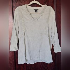 PRESWICK&MOORE, XL, Light Green, Peasant Top